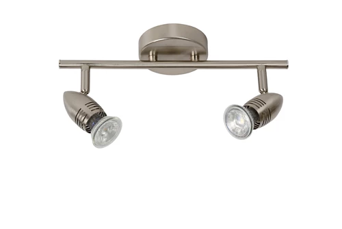 Lucide CARO-LED - Ceiling spotlight - LED - GU10 - 2x5W 2700K - Satin Chrome - turned off